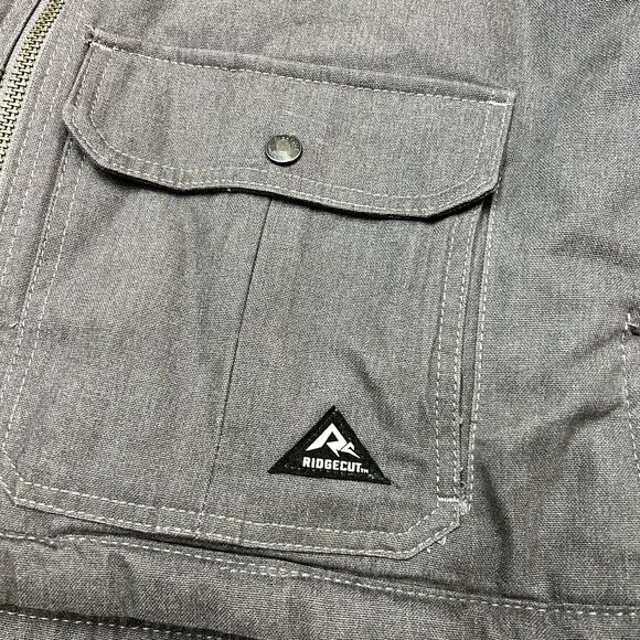 Ridgecut Men's Quilted Fleece-Lined Super-Duty Sanded Duck Vest, Grey L - Picture 2 of 7